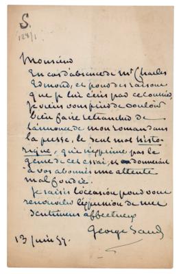 Lot #494 George Sand Autograph Letter Signed - Image 1