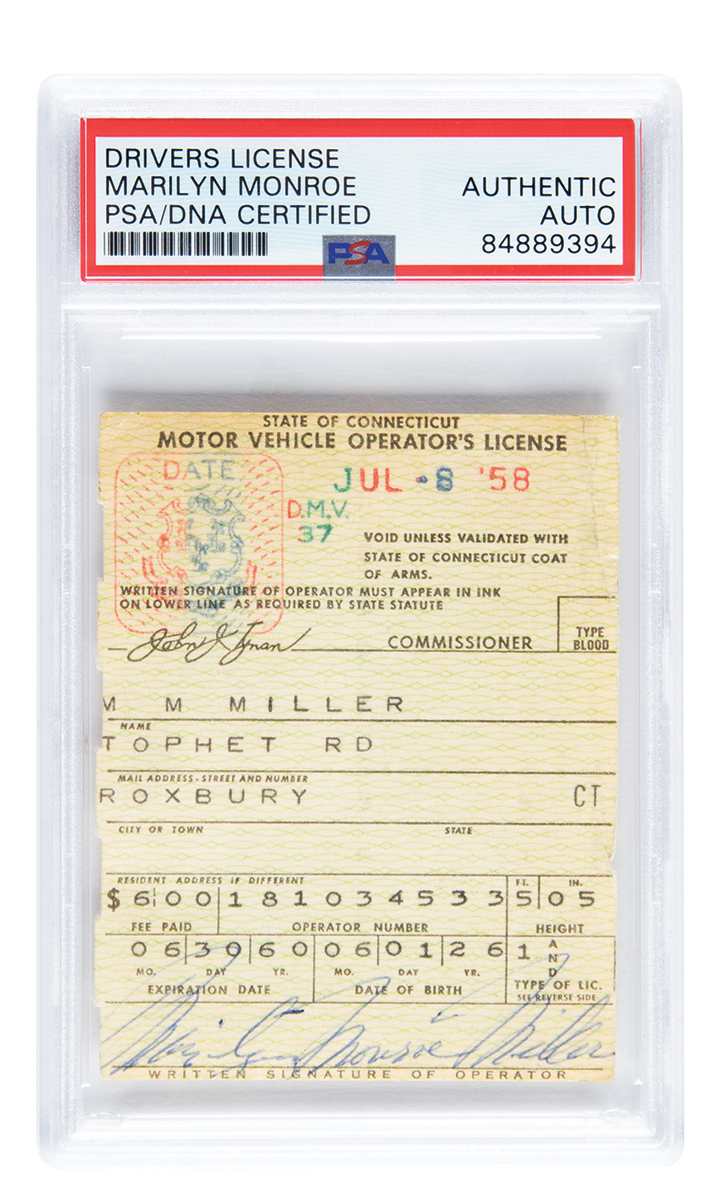 Lot #590 Marilyn Monroe Signed Driver's License - Image 1