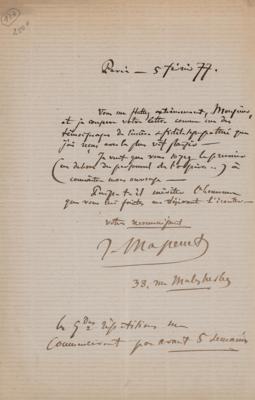 Lot #524 Jules Massenet Autograph Letter Signed