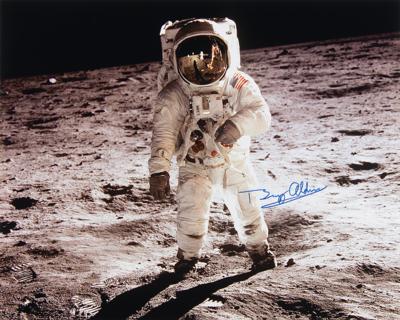 Lot #379 Buzz Aldrin Oversized Signed Photograph