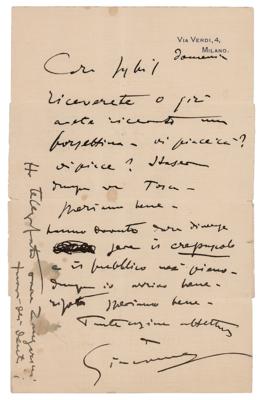Lot #501 Giacomo Puccini Autograph Letter Signed - Image 1