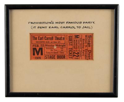 Lot #308 Prohibition: Earl Carroll Theatre 1926 Edrington Ticket - Image 2