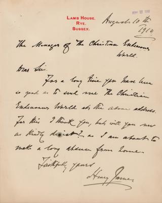 Lot #489 Henry James Autograph Letter Signed - Image 1