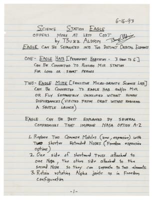 Lot #373 Buzz Aldrin Handwritten Draft for 'Space