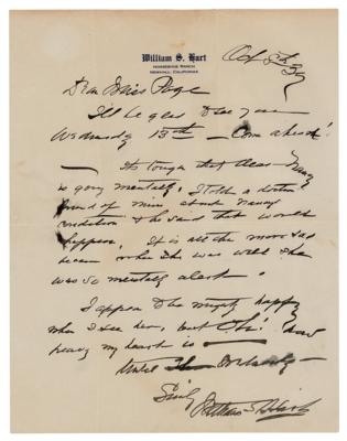 Lot #646 William S. Hart Autograph Letter Signed - Image 1