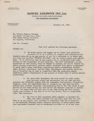 Lot #634 Francis Edward Faragoh Document Signed (1938) - Image 2