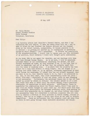 Lot #689 David O. Selznick Typed Letter Signed to Billy Wilder - Image 1