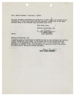 Lot #189 Albert Einstein Document Signed for Hollywood Reference to Law of Gravitation - Image 1