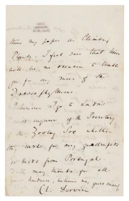 Lot #180 Charles Darwin Archive of (4) Signed Scientific Letters on Tailless Dogs and Carnivorous Plants - Image 8