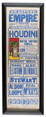 Lot #575 Harry Houdini 'Water Torture Cell' Broadside Poster