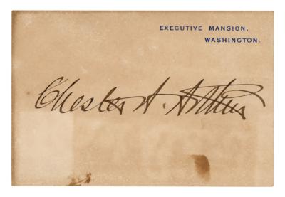Lot #55 Chester A. Arthur Signed White House Card - Image 1
