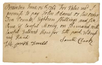 Lot #3 John Adams Autograph Document Signed (1764)