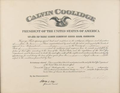 Lot #79 Calvin Coolidge Document Signed as