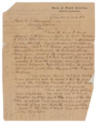 Lot #330 P. G. T. Beauregard Autograph Endorsements Signed on Ft. Sumter Guns (1863)