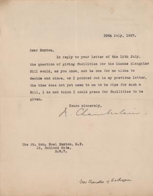 Lot #155 Neville Chamberlain Typed Letter Signed
