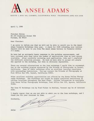 Lot #429 Ansel Adams Typed Letter Signed on Yosemite Workshop - Image 1