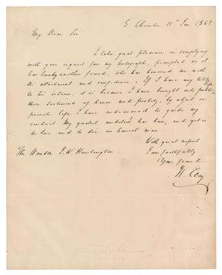 Lot #150 Henry Clay Autograph Letter Signed - Image 1