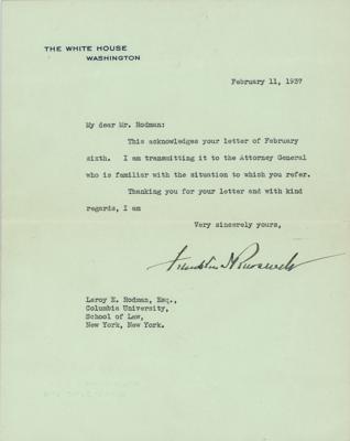 Lot #35 Franklin D. Roosevelt Typed Letter Signed