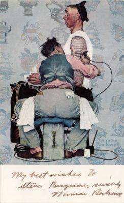 Lot #440 Norman Rockwell Signed Postcard - Image 1