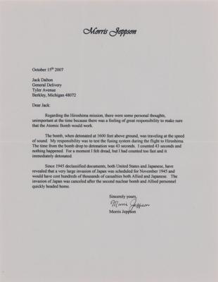Lot #346 Enola Gay: Morris Jeppson Typed Letter Signed on Hiroshima - Image 1