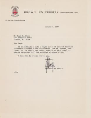 Lot #215 Leon Cooper Typed Letter Signed on Greatest Scientific Discovery - Image 1