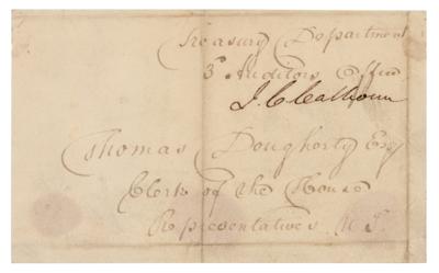 Lot #253 John C. Calhoun Signed Envelope Panel - Image 1