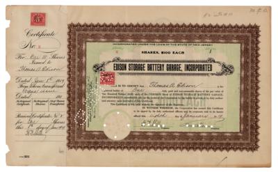 Lot #184 Thomas Edison Twice-Signed 'Storage Battery Garage' Document - Image 1