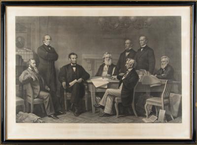 Lot #118 Abraham Lincoln Engraving: First Reading the Emancipation Proclamation Before the Cabinet - Image 2