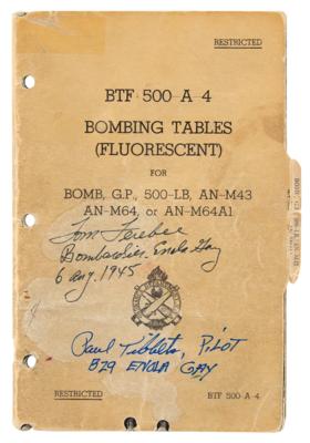 Lot #347 Enola Gay: Tibbets and Ferebee Signed Fluorescent Bombing Table - Image 1