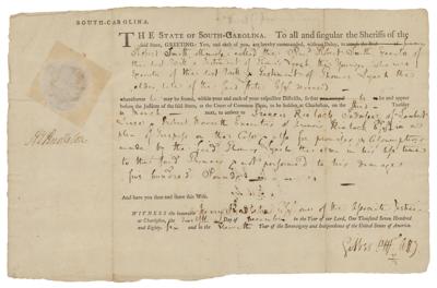 Lot #149 Edward Rutledge Document Signed on Thomas
