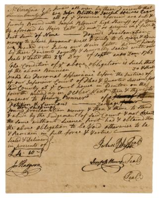 Lot #145 Joseph Hewes Document Signed - Image 1