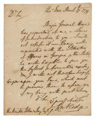 Lot #151 John Rutledge Autograph Letter Signed to John Jay - Image 1