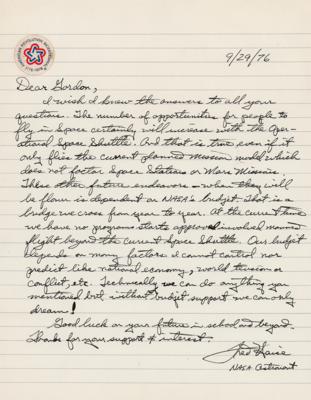 Lot #396 Fred Haise Autograph Letter Signed