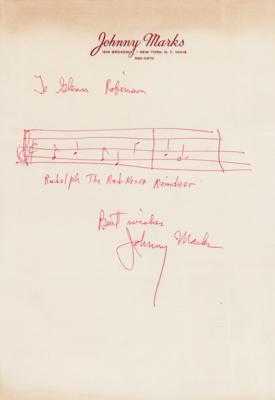 Lot #534 Johnny Marks Autograph Musical Quotation Signed - Image 1