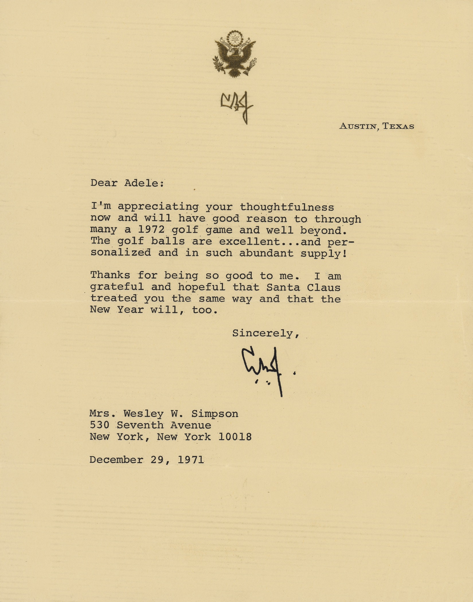 Lot #110 Lyndon and Lady Bird Johnson (2) Typed Letters Signed - Image 1
