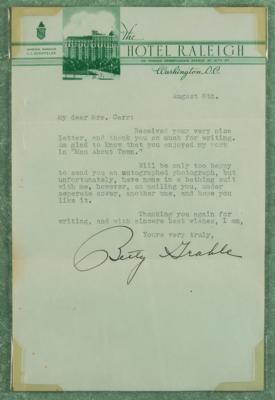 Lot #641 Betty Grable Typed Letter Signed on Swimsuit Photos - Image 1
