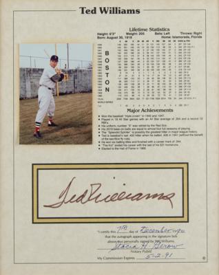 Lot #740 Mickey Mantle and Ted Williams (2) Signed Stat Sheets - Image 2
