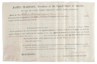 Lot #4 James Madison Document Signed as President - Image 1