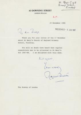 Lot #325 Margaret Thatcher Typed Letter Signed to Bishop of London - Image 1