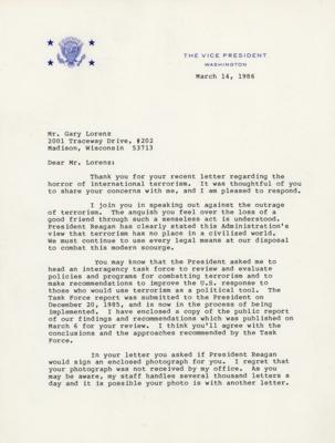 Lot #58 George Bush Typed Letter Signed on Terrorism - Image 1