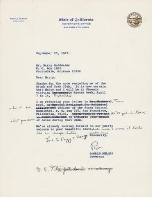 Lot #130 Ronald Reagan Hand-Corrected Typed Letter Signed to Barry Goldwater - Image 1