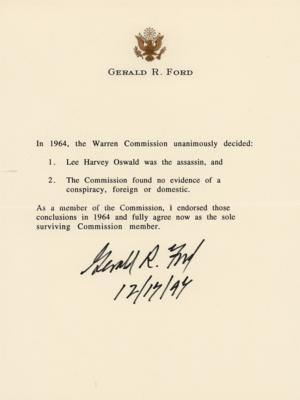 Lot #91 Gerald Ford Signed Souvenir Typescript - Image 1