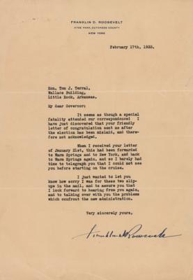 Lot #134 Franklin D. Roosevelt Typed Letter Signed