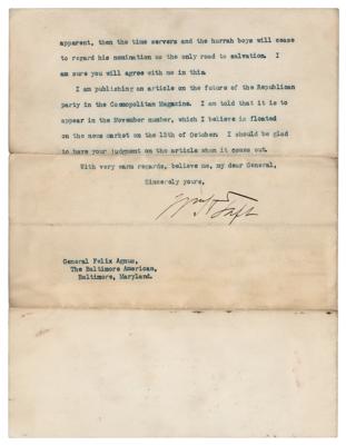 Lot #32 William H. Taft Typed Letter Signed on Roosevelt and Progressive Party - Image 2