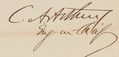 Lot #25 Chester A. Arthur Autograph Letter Signed on Civil War Commission - Image 3