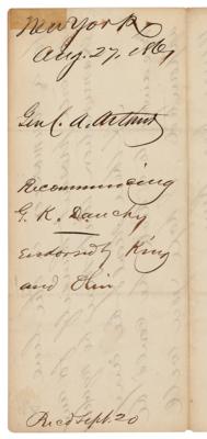 Lot #25 Chester A. Arthur Autograph Letter Signed on Civil War Commission - Image 4