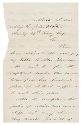 Lot #22 U. S. Grant ALS to McPherson on Rebel Cavalry - Image 1