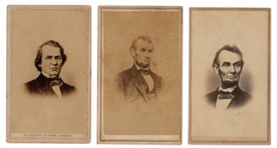 Lot #119 Abraham Lincoln and Andrew Johnson (3) Cartes-de-Visite - Image 1