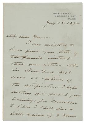 Lot #71 Grover Cleveland Autograph Letter Signed - Image 1