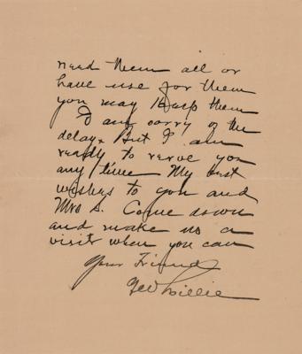 Lot #292 Gordon W. 'Pawnee Bill' Lillie Autograph Letter Signed - Image 2